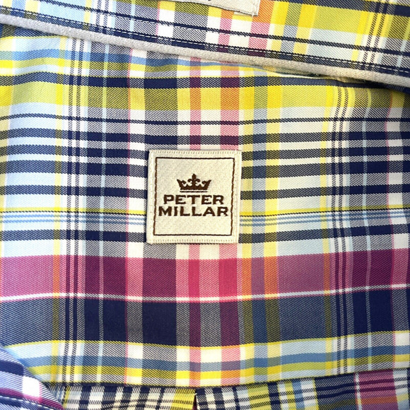 Peter Millar Mens Shirts Size XL Bold Multi Plaid Long Sleeve Button Down - Picture 4 of 9